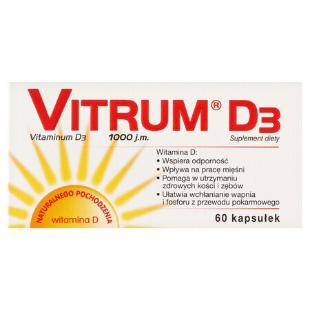 Vitrum D3, vitamin D 1000 IU, 60 capsules