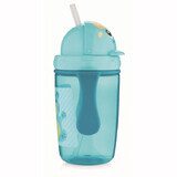 Canpol Babies Hello Little, cup with silicone tube, turquoise, from 9 months, 400 ml