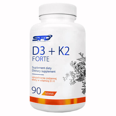 D3 + K2 Forte, vitamina D 2000 UI + vitamina K 200 µg, 90 compresse, SFD