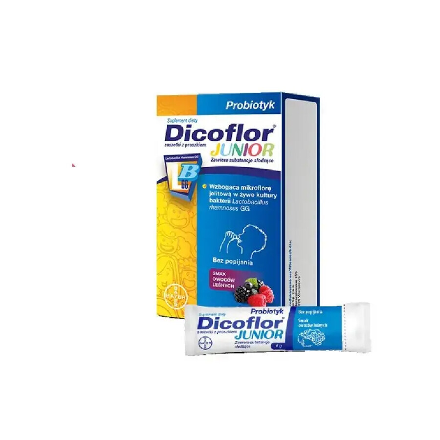 Dicoflor Junior, for children from 3 years and adults, berry flavor, 12 sachets