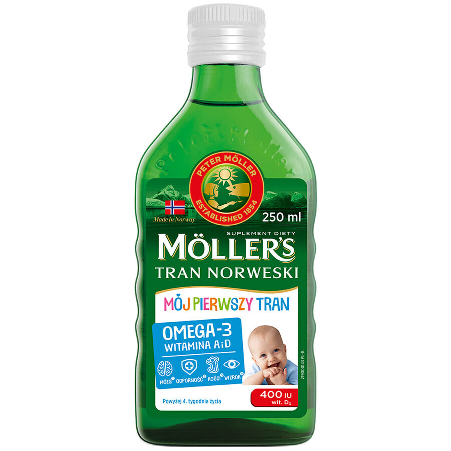 Mollers Junior Omega-3 con Vitamina D, Integratore Alimentare, 250 ml