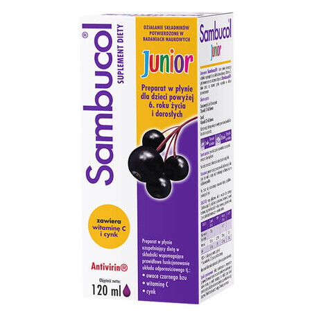 Sambucol, Junior, powyej 6 roku ycia, pyn, 120 ml