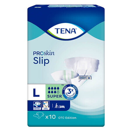 Assorbente per incontinenza Tena ProSkin Slip Super OTC, Taglia L, Confezione da 10 unità
