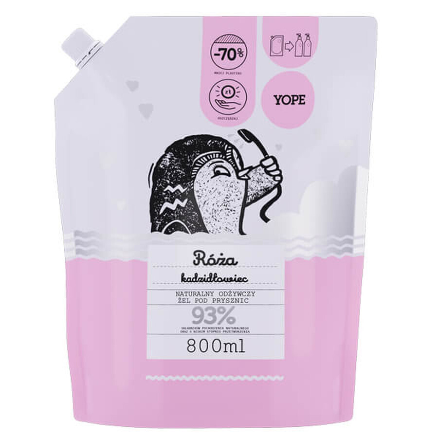 Yope Rosa e Incenso, gel doccia naturale, ricambio, 800 ml