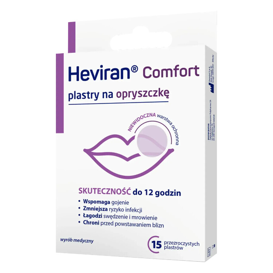 Heviran Comfort, plasturi pentru herpes, 15 bucăți