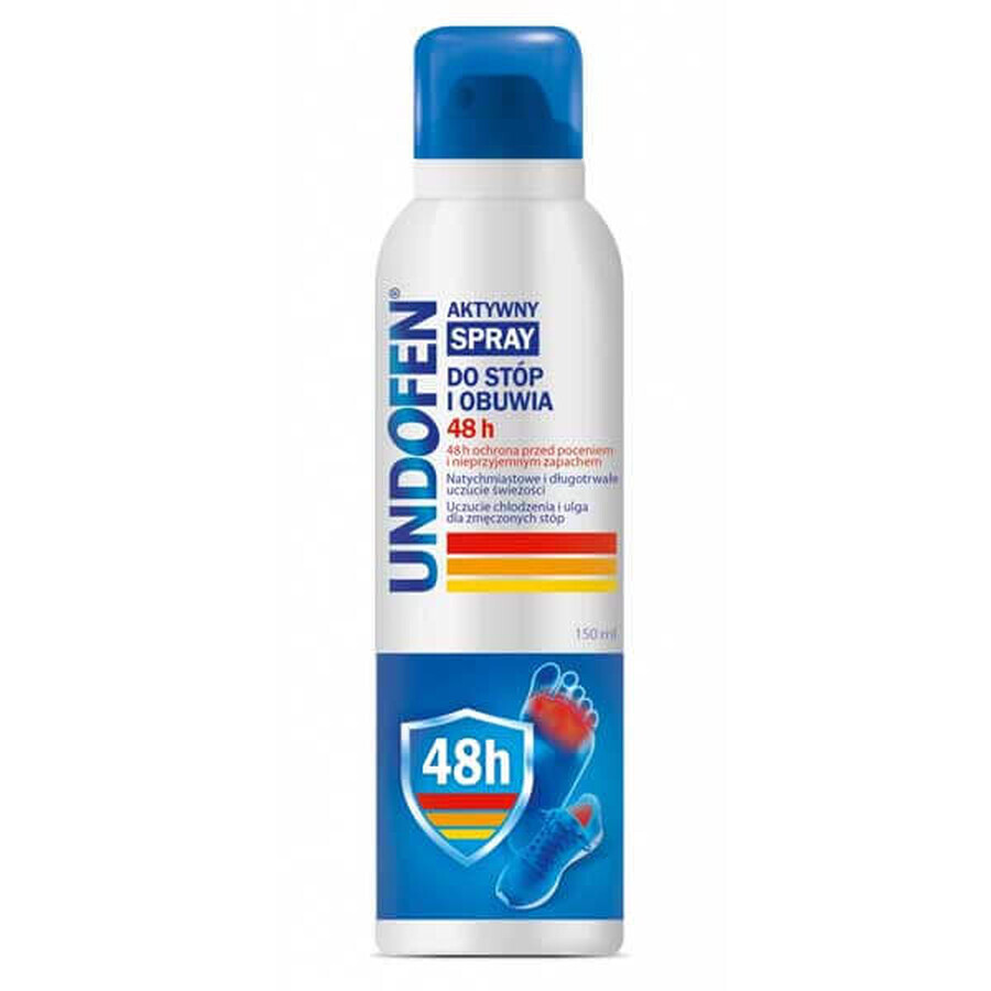 Undofen Actieve spray, voor voeten en schoenen, 48 uur, 150 ml