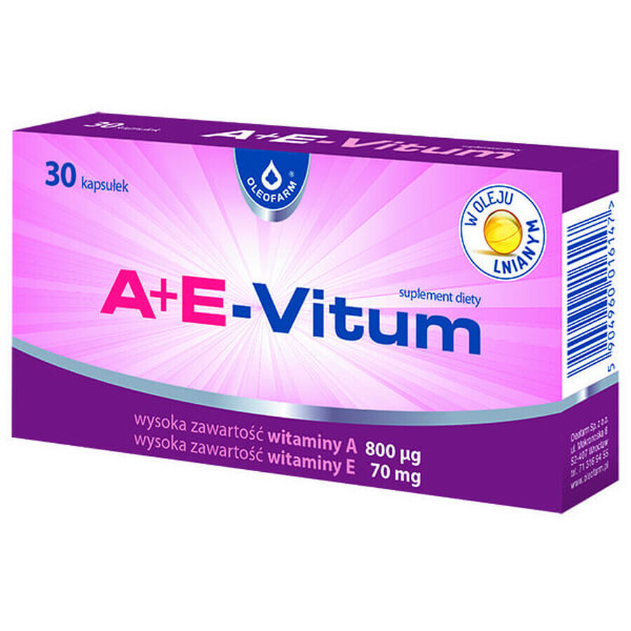 Miglior integratore di vitamine A ed E per la salute e la bellezza della pelle - A+E-Vitum, 30 capsule.