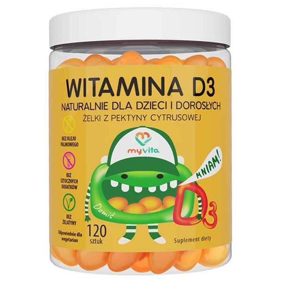 MyVita Vitamin D3, natural jellies for children and adults, 120 pieces