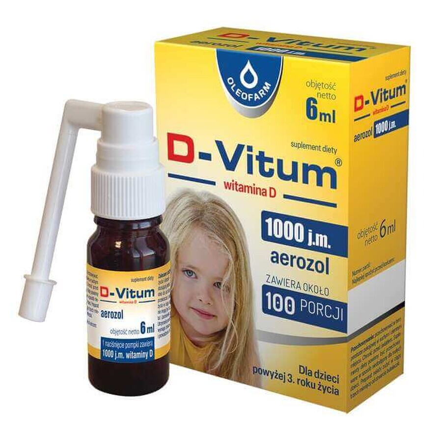 D-Vitum 1000 UI, vitamina D per bambini di età superiore a 1 anno, aerosol, 6 ml