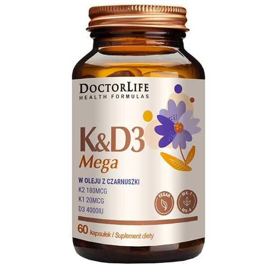 Mega K2+D3 con Olio di Nigella, Integratore 60 Capsule