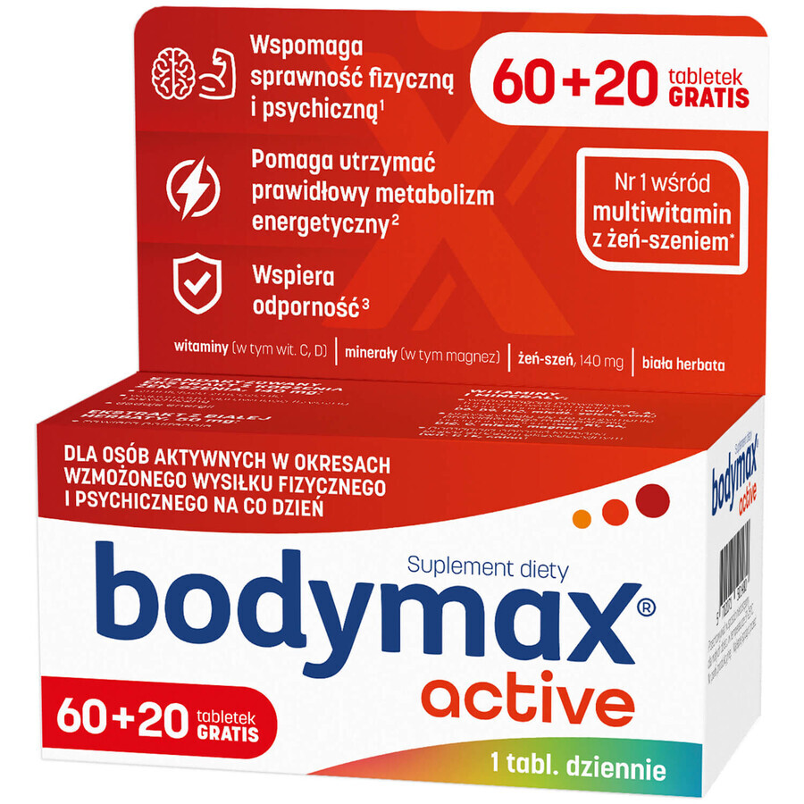 Bodymax Energia, Integratore Alimentare 80 Compresse - Sostegno Attivo per il Tuo Benessere