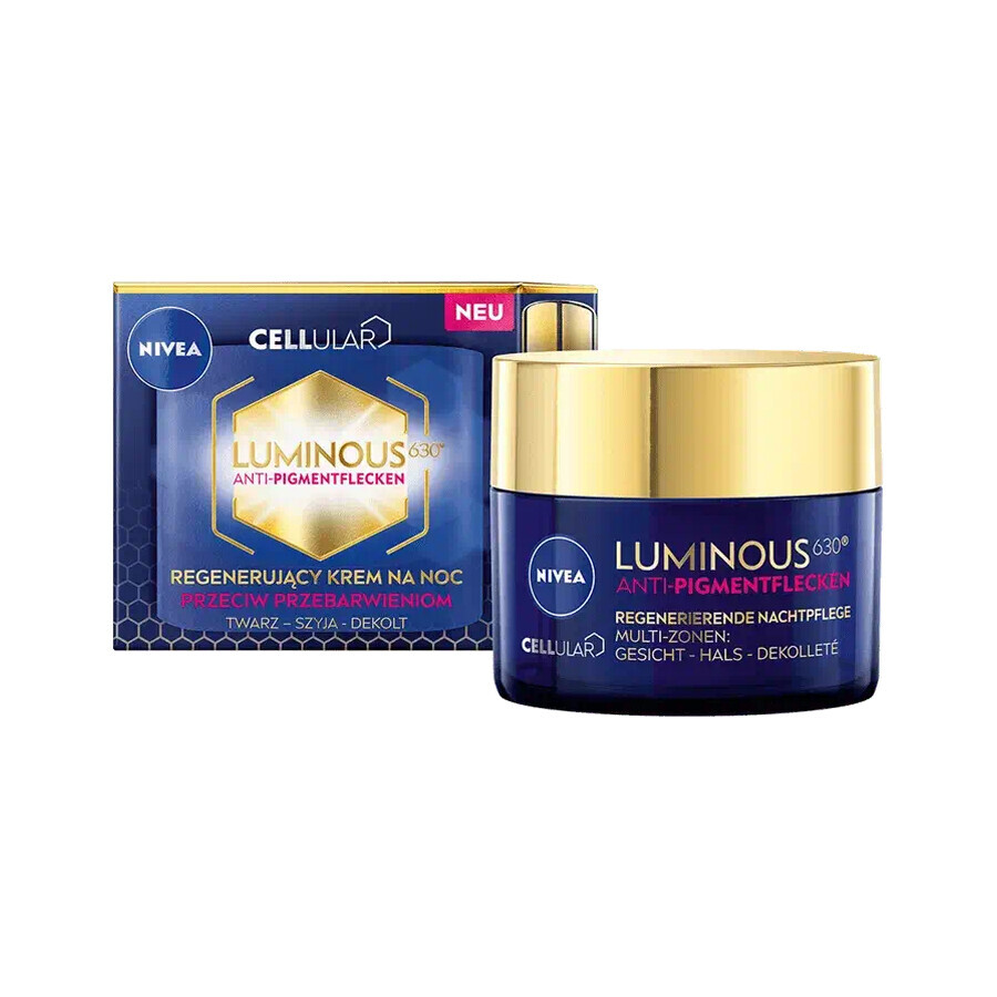 Nivea Cellular Luminous 630, crema regeneradora antipigmentación, crema de noche, 50 ml