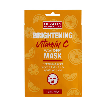 Beauty Formulas Brightening Vitamin C, verhelderend masker op stof, met vitamine C, 1 stuk