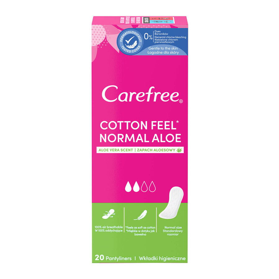 Assorbenti Igienici in Cotone Carefree Cotton Feel Normal con Profumo di Aloe, Confezione da 20 Pezzi.