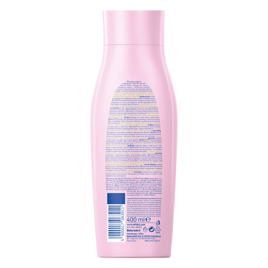 Nivea, Shampoo Capelli Lucentezza Naturale Hairmilk, 400 ml