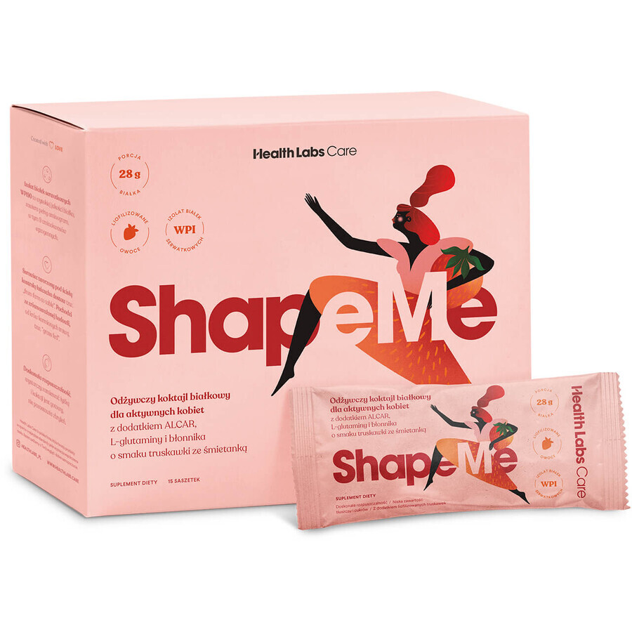 HealthLabs ShapeMe Mix Proteico Nutriente per Donne Attive alla Fragola e Panna, Confezione da 15 Bustine