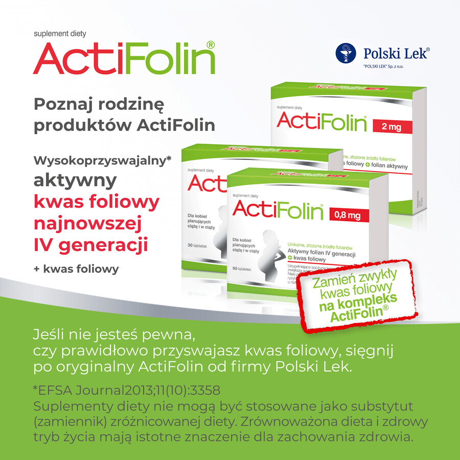 ActiFolin 0,8 mg, acido folico 800 µg, 90 compresse