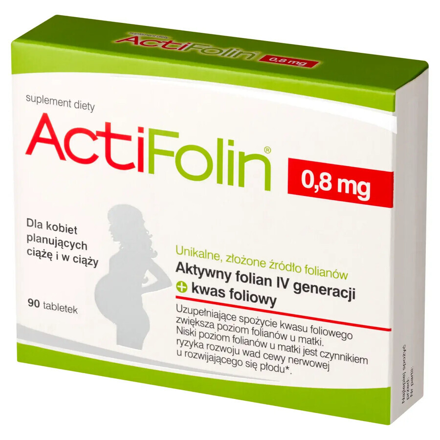 ActiFolin 0,8 mg, acido folico 800 µg, 90 compresse