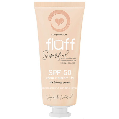 Crema per il viso Fluff SPF50 con colorito uniformante, 50ml