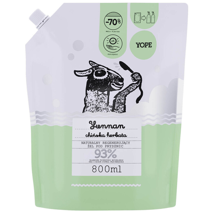 Yope Yunnan, gel doccia naturale, ricambio, 800 ml