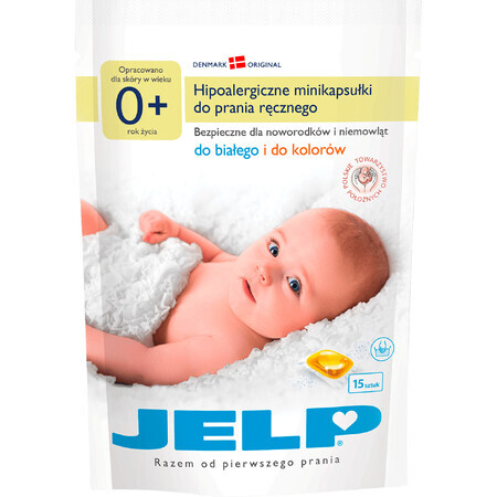 Jelp 0+ Capsule Minidose Ipoallergeniche per Lavaggio a Mano, 15 Pezzi