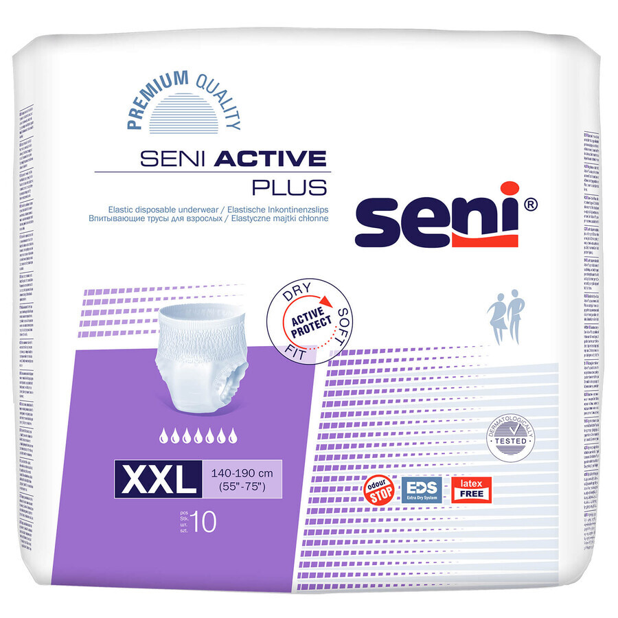 Seni Active Plus, calzoncillos absorbentes, XXL, 140-190 cm, 10 unidades