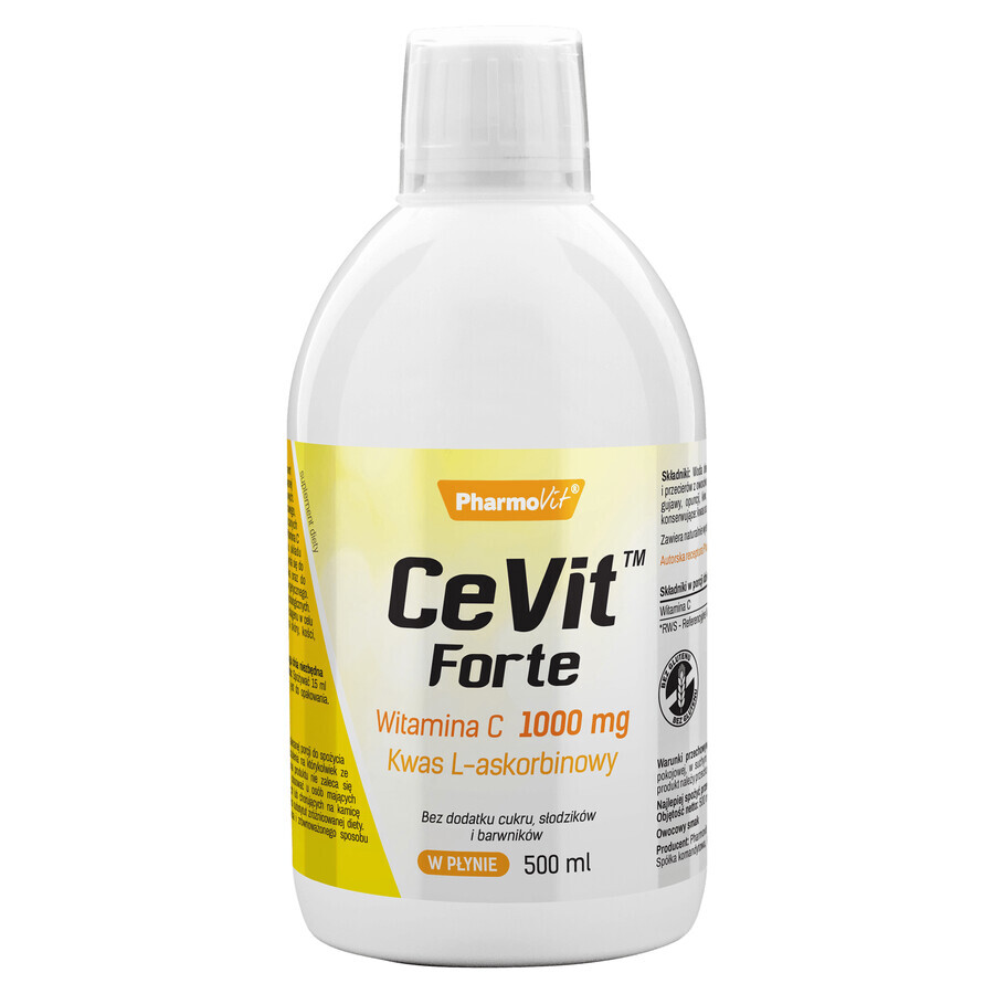 Pharmovit Cevit Forte - Integratore Alimentare con Vitamina C 1000 mg, 500 ml.