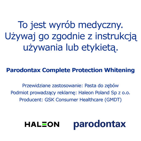 Parodontax Complete Protection Pastă de dinți de albire, 75 ml