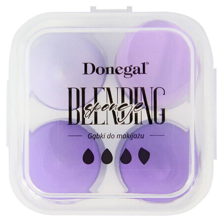 Confezione di 4 Spugne per il Trucco Donegal Blending - Custodia professionale con soffici spugne per un applicazione precisa e confortevole del trucco. Finitura perlata per uno stile elegante.