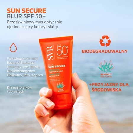 SVR Sun Secure Blur, crema protettiva, senza profumo, SPF 50+, 50 ml