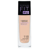 Fondotinta Luminoso e Levigante Maybelline Fit Me 118 Beige Chiaro, 30ml.