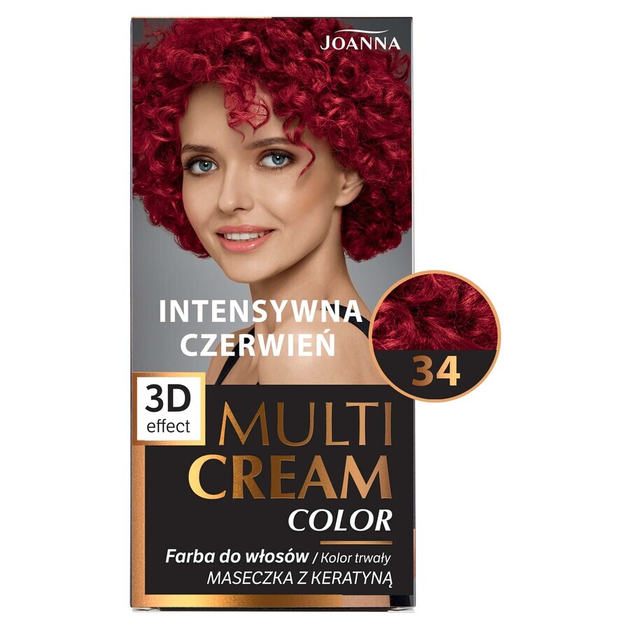 Joanna Crema Color Multi Tinta per Capelli, Rosso Intenso 34