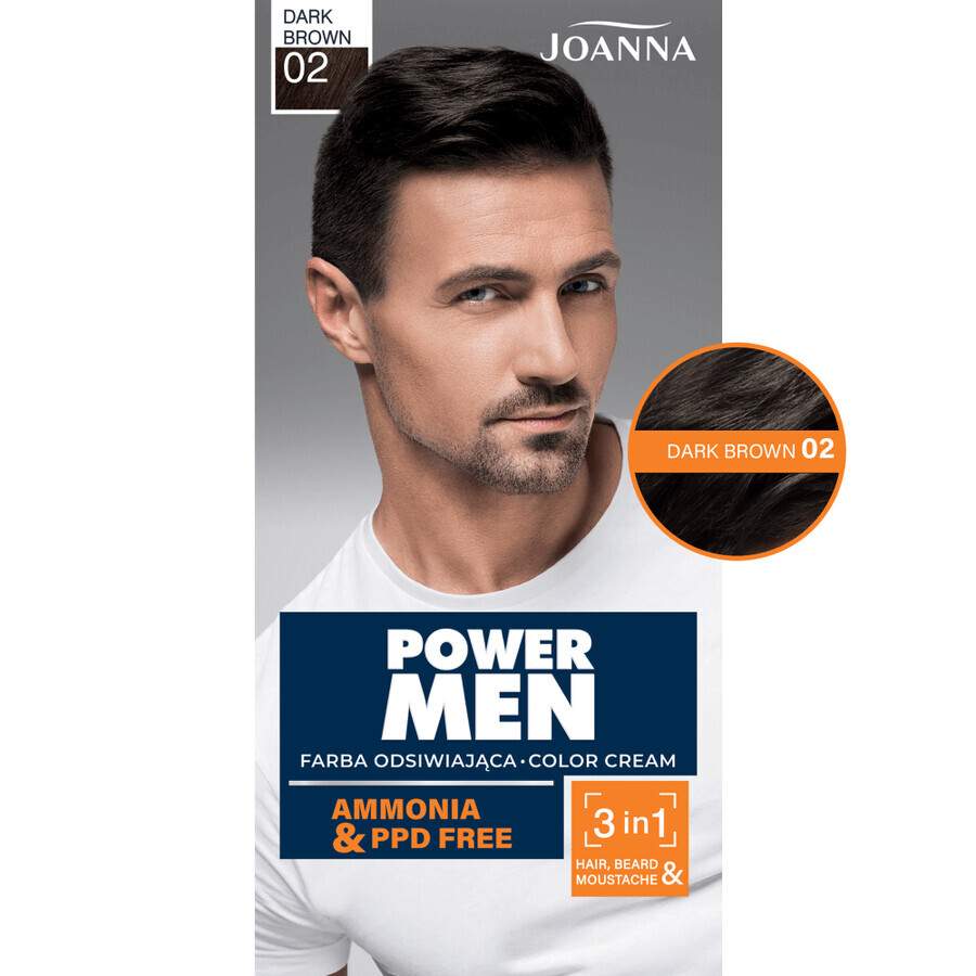 Joanna Power Men, haar-, baard- en snorverf, 02 donkerbruin, 1 stuk