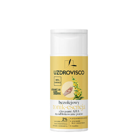 Uzdrovisco, oil-free tonic essence with AHA acids, 150 ml