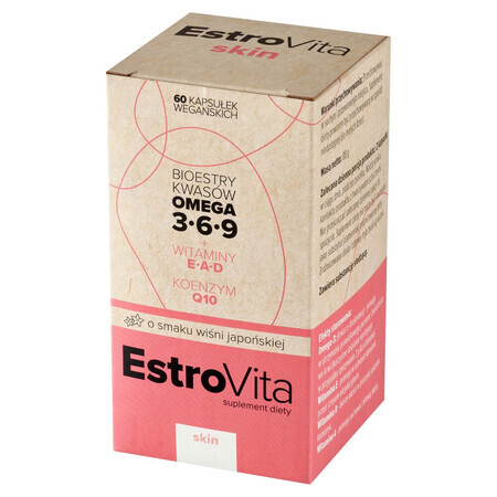 EstroVita Skin, esteri de acizi grași Omega 3-6-9, aromă de cireșe japoneze, 60 capsule vegane