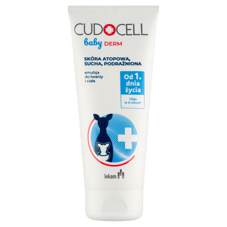 Cudocell Baby Derm, emulsion for face and body, atopic skin, dry, irritated, from the first day of life, 180 ml