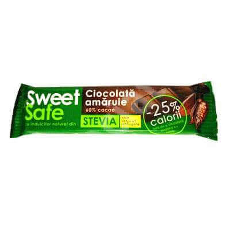 Bitter chocolate with natural stevia sweetener Sweet&amp;Safe, 25 g, Sly Nutrition