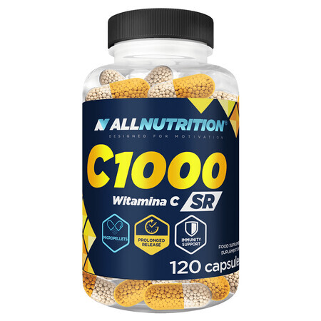 Allnutrition C 1000 SR, 120 capsule - Integratore alimentare di vitamina C a rilascio prolungato per sostenere salute e immunità.
