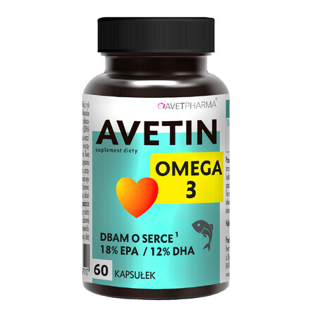 Omega 3 Avetin - Integratore Alimentare in Capsule, Confezione da 60 unità.