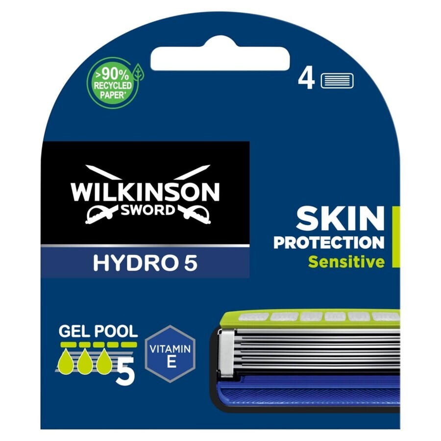 Wilkinson Sword Hydro 5, cartucce di ricambio, Protezione della pelle sensibile 4 pezzi