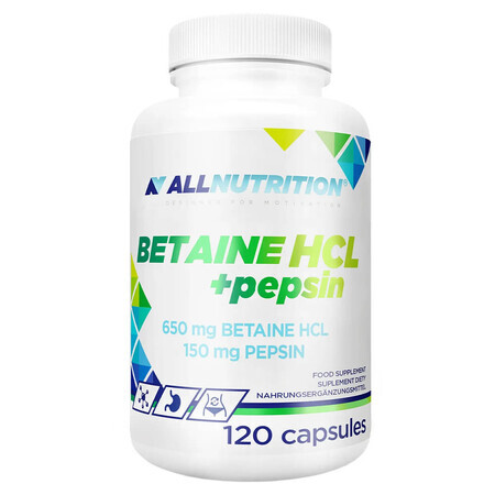 Betaina HCl + Pepsina di Allnutrition, Integratore Alimentare in Capsule 120pz.