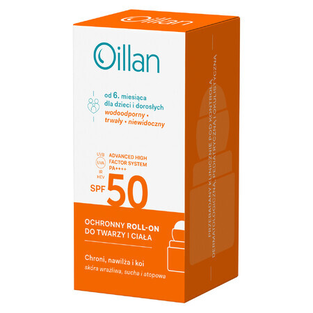 Oillan Sun, roll-on de protecție pentru față și corp, SPF 50, 50 ml