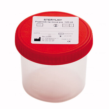 EL-COMP Contenitore per analisi urine con tappo a vite, versione sterile, 120 ml