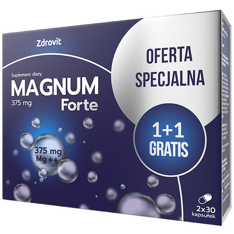 Zdrovit Magnum Forte 375mg - Integratore Alimentare in Capsule, Confezione da 60 unità.