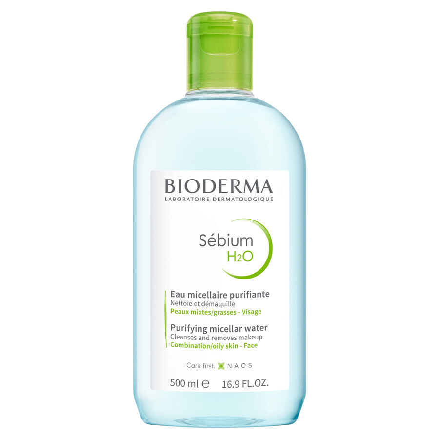 Bioderma Sebium H2O - Soluzione Micellare 500 ml, Delicato detergente cutaneo, regola la produzione di sebo, ideale per pelli miste e grasse