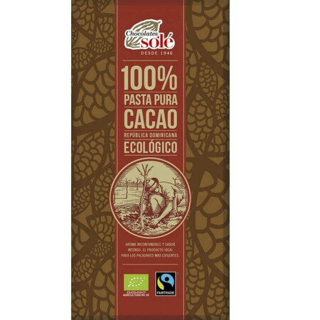 Cioccolato fondente biologico 100% cacao, 100g, Pronat