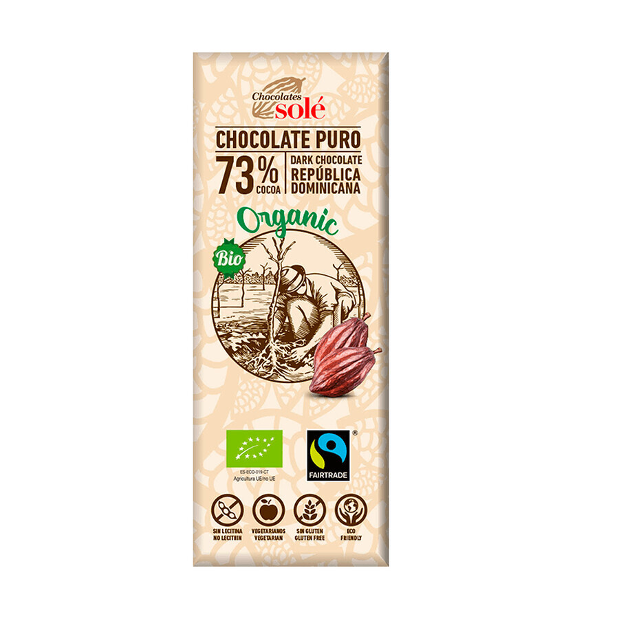 Cioccolato fondente biologico 73% cacao, 25g, Pronat