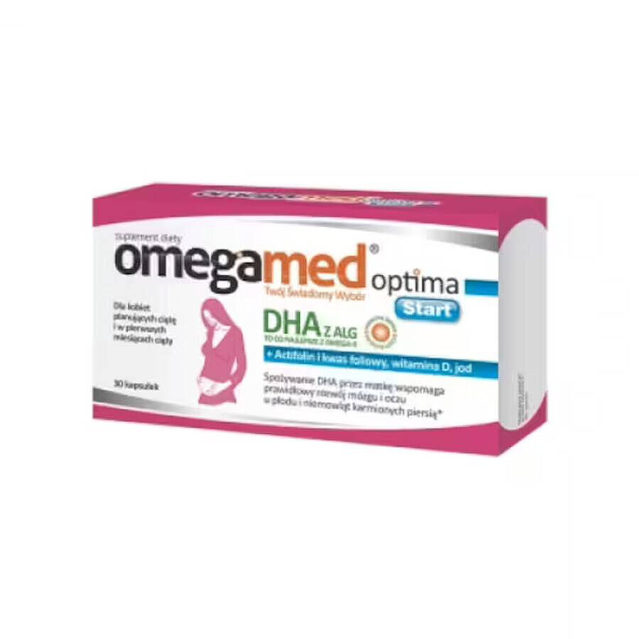 Omegamed Optima Start - Integratore Alimentare, Capsule con DHA, Vitamina D e Iodio - 30 Compresse.