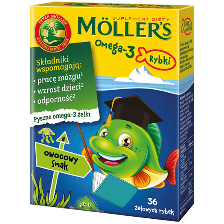 Omega-3 Gommose alla Frutta Mollers - Integratore Alimentare con 36 Confezioni