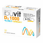 Ibuvit D3 1000 + K2 MK-7 Omega 3, para niños mayores de 6 años, adolescentes y adultos, 30 cápsulas